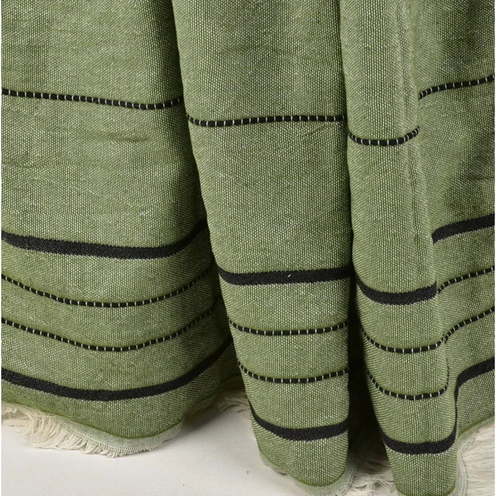 Olive Boho Throw Blanket SXSW 42x72 Eyelash Fringe Soft Organic Weave